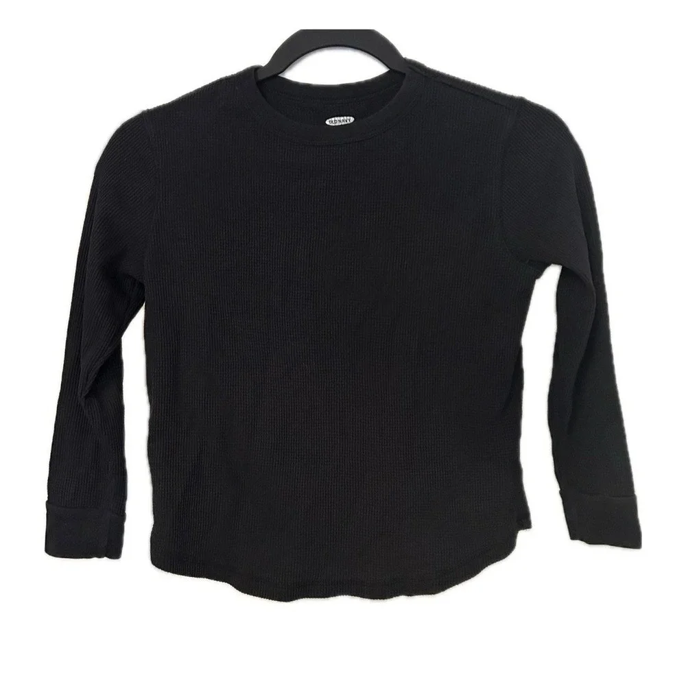 Old Navy Black Thermal Long Sleeve. Boys Size M (8)